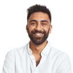 Happy man wearing a white shirt